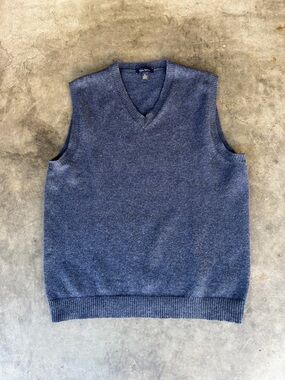 Club Room Sweater Vest 100% Lambswool Sleeveless Preppy Navy Blue Men’s Size S